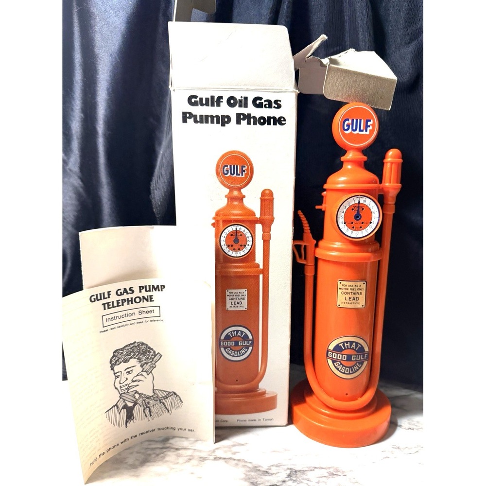 VTG GULF Working Telephone Oil Gas Pump ‎ 1984  Phone W/ Box & Paperwork (2750)